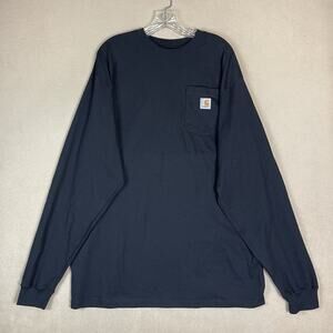 Carhartt Shirt Mens L Tall Black Long Sleeve Loose Fit Chest‎ Pocket T-Shirt